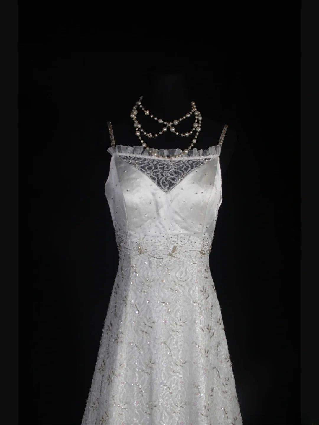 Retro 1950s Wedding Dresses for Bride A line Spagehtti Straps With Silver Beads Lace Petite/Plus Size Bridal Gowns Civil Wedding for Beach Wedding AS335