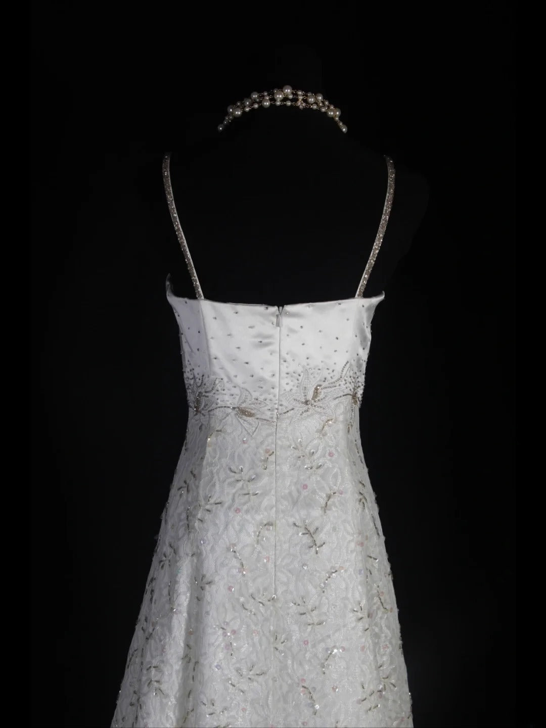 Retro 1950s Wedding Dresses for Bride A line Spagehtti Straps With Silver Beads Lace Petite/Plus Size Bridal Gowns Civil Wedding for Beach Wedding AS335