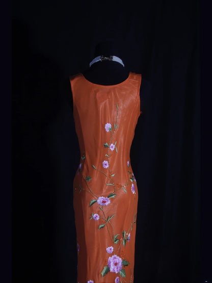 Robe de bal rétro années 60 en mousseline de soie organza avec broderies et perles, inspiration robe de soirée pour un 22e anniversaire AS337