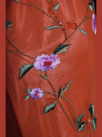 Robe de bal rétro années 60 en mousseline de soie organza avec broderies et perles, inspiration robe de soirée pour un 22e anniversaire AS337