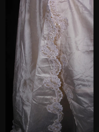 Retro 1950s Wedding Dresses for Bride Ball Gown V Neck With Beads Sleeves Lace Petite/Plus Size Bridal Gowns Civil Wedding for Summer Wedding AS339