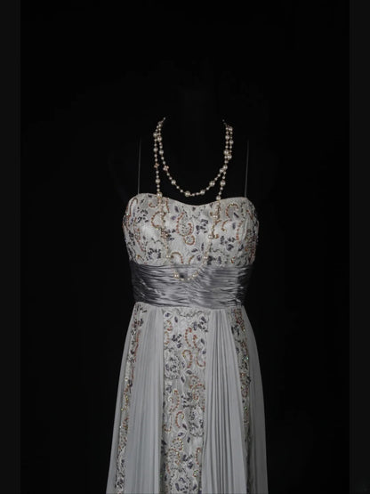 Vintage 2000s A Line Spaghetti Straps Chiffon Beads Plus Size With Lace Ankle Length Prom Dresses Impress 21th Birthday Outfits Party Gown AS346