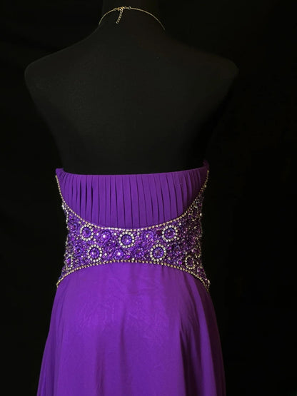Vintage Prom Dresses A line Sweetheart Purple Chiffon With Beading 1950s Retro Classy Long Party Formal Outfits RB6179