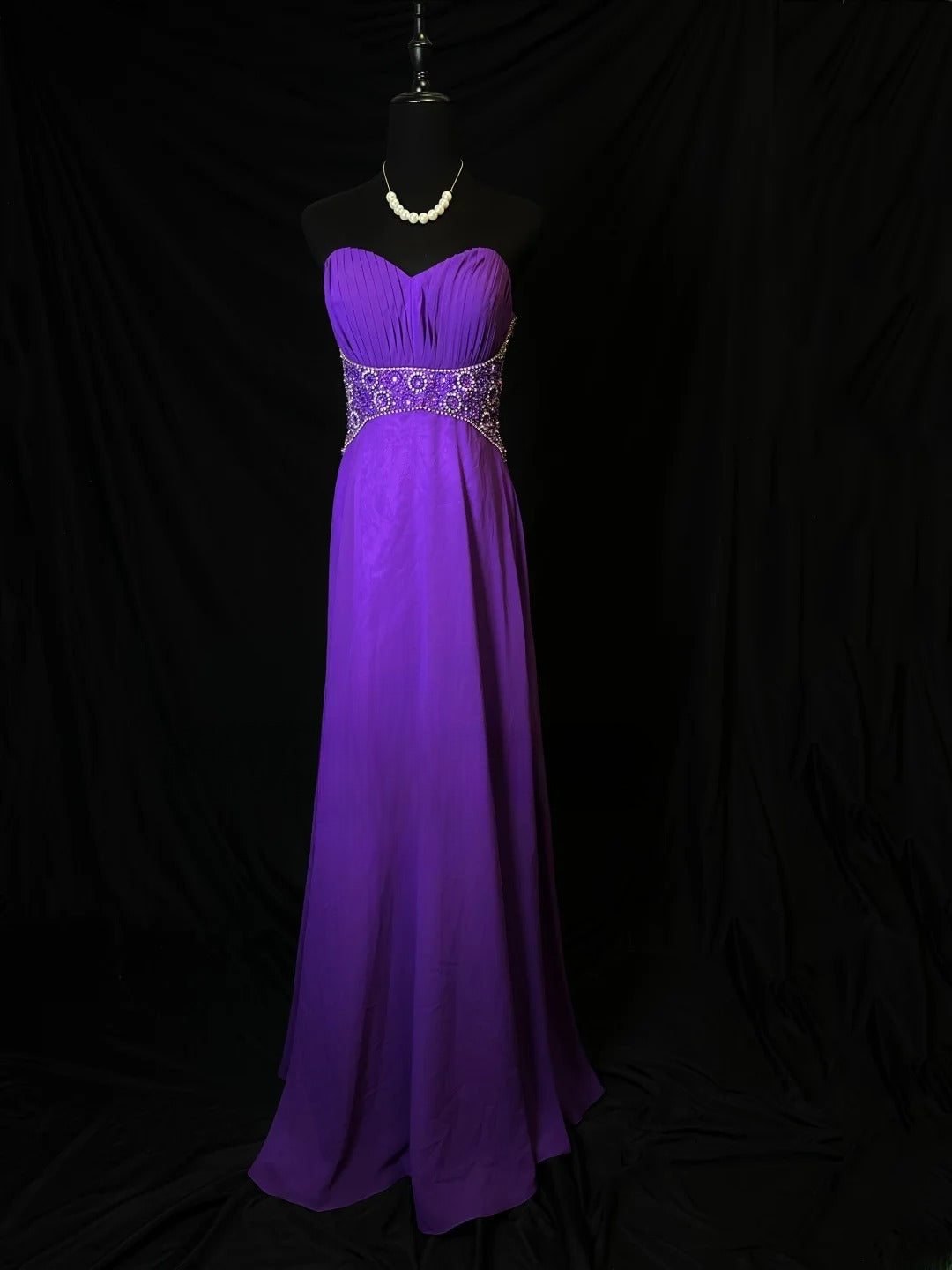 Vintage Prom Dresses A line Sweetheart Purple Chiffon With Beading 1950s Retro Classy Long Party Formal Outfits RB6179