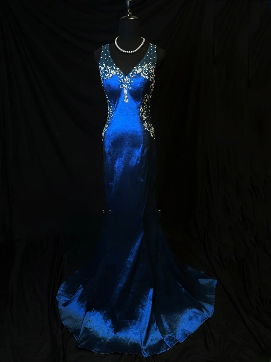 Vintage 2000s Prom Dresses Mermaid Sweetheart Navy Blue Taffeta Long Party Gown Formal Outfits RB6180