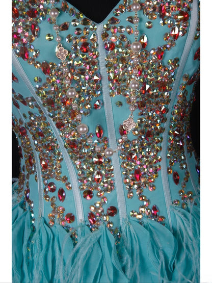 Vintage A-Linien-Kleid aus blauem Chiffon mit goldenen Perlen und Herzausschnitt, kurzes Kleid zum 16. Geburtstag, Homecoming-Kleid, Cocktailkleid AS353