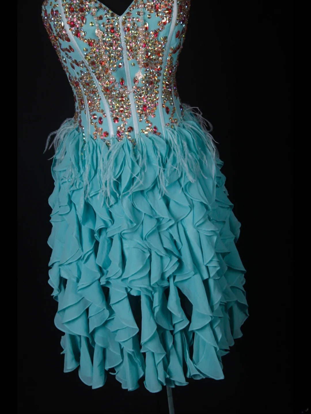 Vintage A-Linien-Kleid aus blauem Chiffon mit goldenen Perlen und Herzausschnitt, kurzes Kleid zum 16. Geburtstag, Homecoming-Kleid, Cocktailkleid AS353