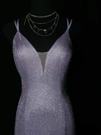 Vintage Prom Dresses Mermaid Spaghetti Strap Lilac Backless Sequin 1950s Retro Classy Long Party Formal Outfits RB6186