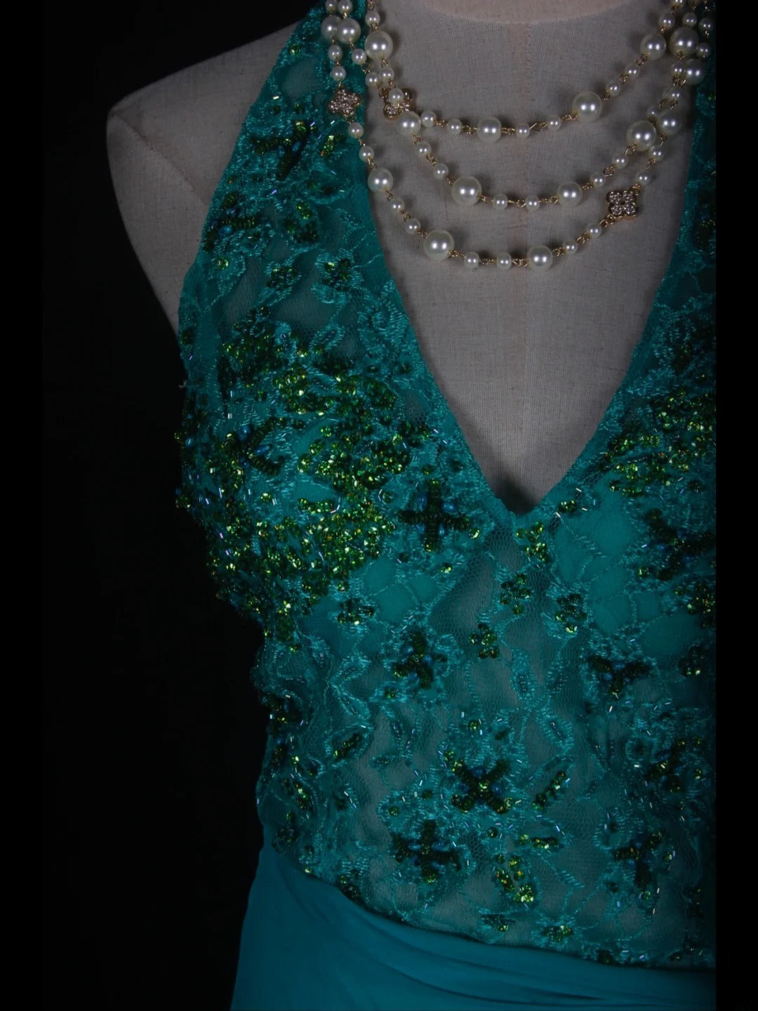 Retro 60s High Low V Neck Blue Chiffon With Beads Lace Prom Dresses Inspo 22th Birthday Outfit Formal Gown AS360