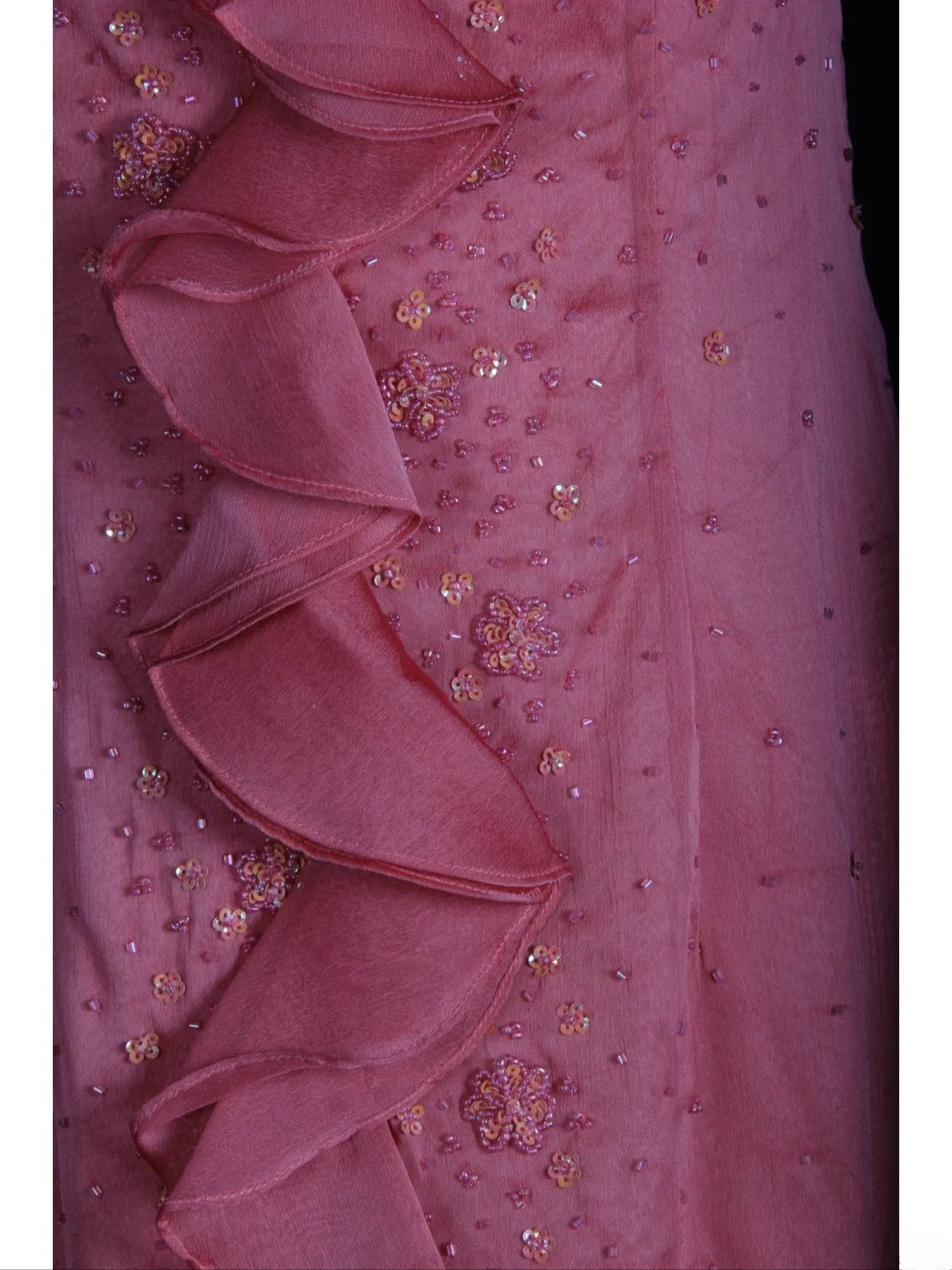 Retro-Abendkleid im 60er-Jahre-Stil: Rosa Chiffonkleid mit Perlen, asymmetrischem Saum und Spaghettiträgern, Inspiration für den 22. Geburtstag, formelles Abendkleid AS367