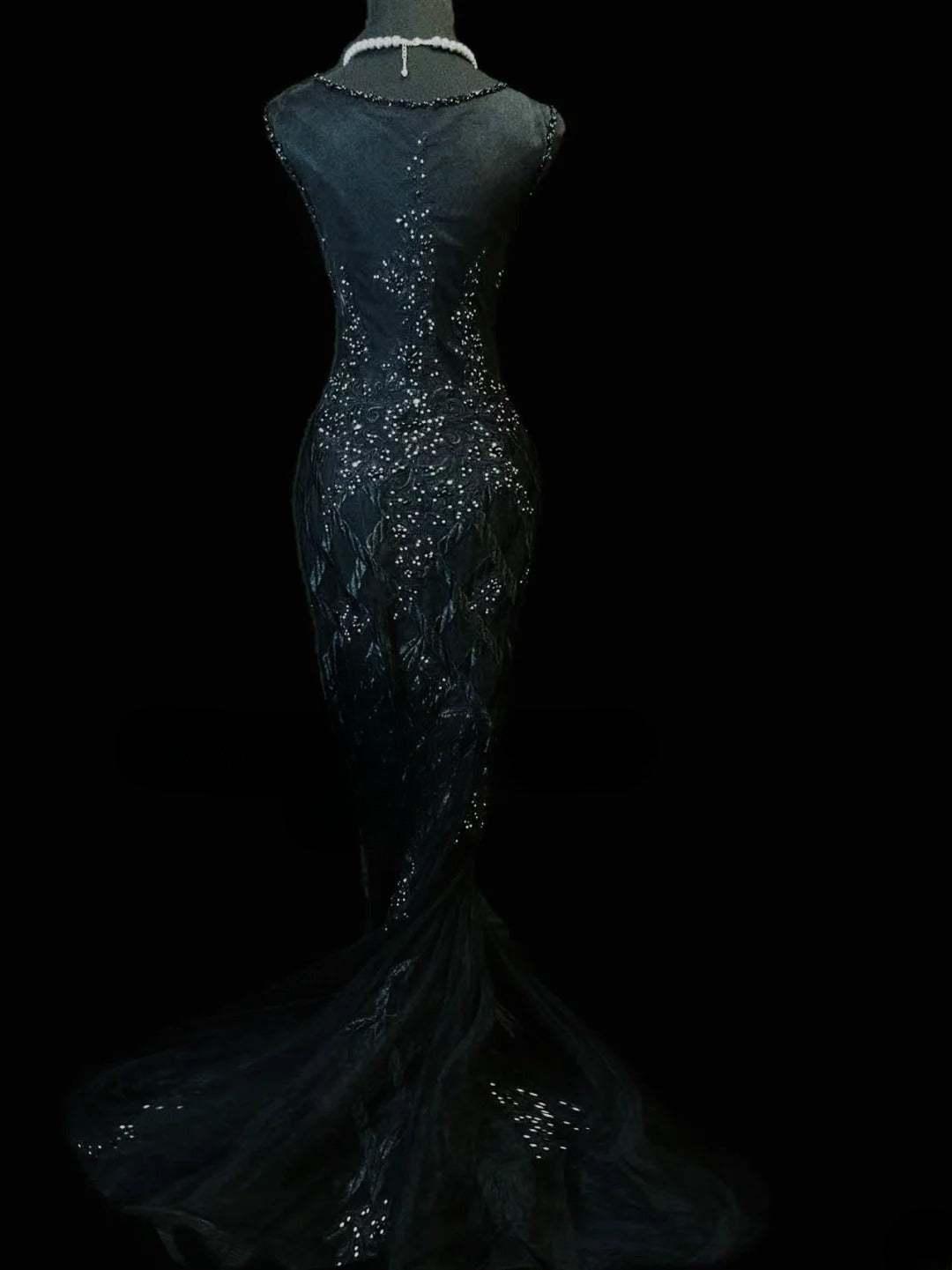 Vintage Prom Dresses Mermaid V Neck Black Tulle 1950s Retro Classy Long Party Formal Outfits RB6189