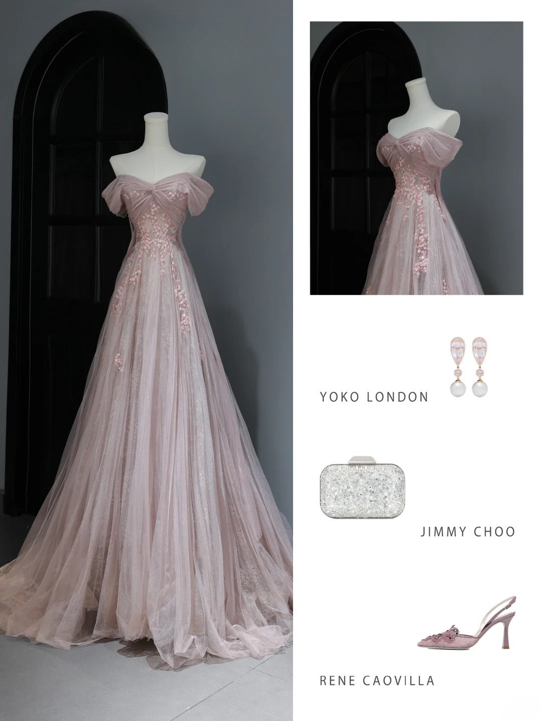 Modest Prom Dresses Aesthetic A Line Off The Shoulder Pink Tulle Inspiration Style Impress With Sleeves Long Party Formal Gown AS369