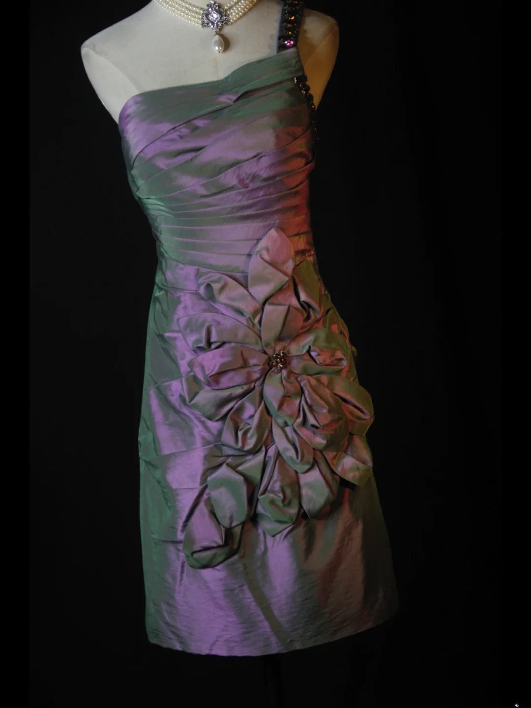 Vintage Sheath One Shoulder Grape Taffeta Beaded Bodice Plus Size 18th Birthday Outfits Homecoming Dresses Cocktail Gown AS379
