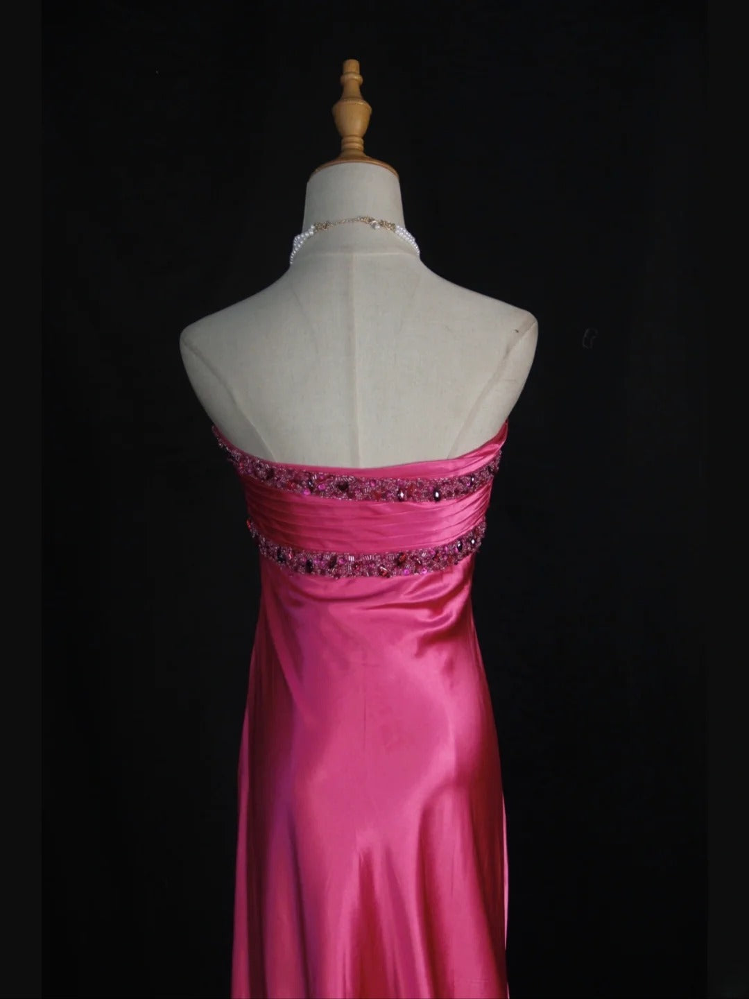 Retro 1950s A line Sweetheart Hot Pink With Beads Long Prom Dresses Inspo 21st Birthday Outfit Formal Gown AS389