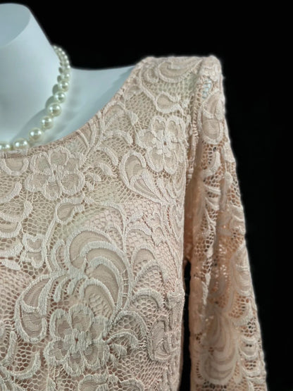 Vintage 2000s Prom Dresses A line Scoop Champagne Lace With Sleeves Long Party Formal Outfits RB6213