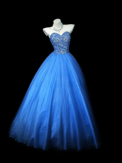 Modest Prom Dresses Ball Gown Sweetheart Royal Blue Lace Tulle 1950s Retro Classy Party Formal Outfits RB6214