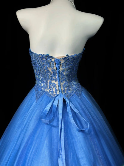 Modest Prom Dresses Ball Gown Sweetheart Royal Blue Lace Tulle 1950s Retro Classy Party Formal Outfits RB6214