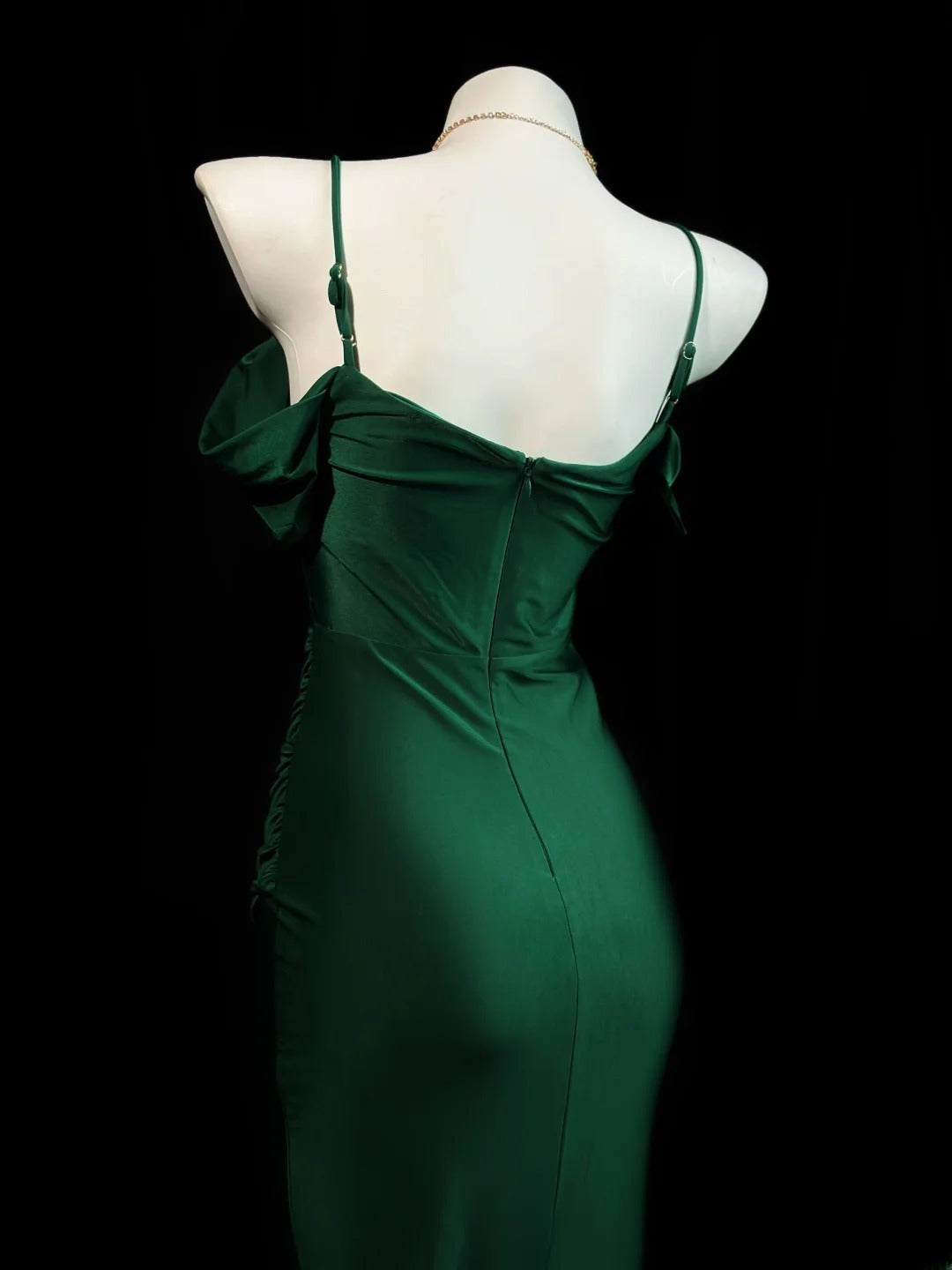 Vintage 2000s Prom Dresses Mermaid Spaghetti Strap Dark Green Long Party Formal Outfits RB6216