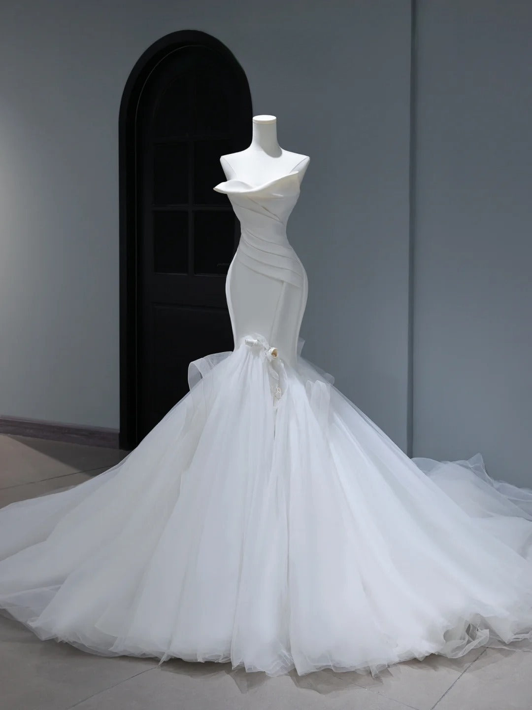 Elegant Classy Long Wedding Gowns Boho Ideas Mermaid Strapless Dresses Bohemian Style for Bride With Fitted Pleated Bridal Gown AS396