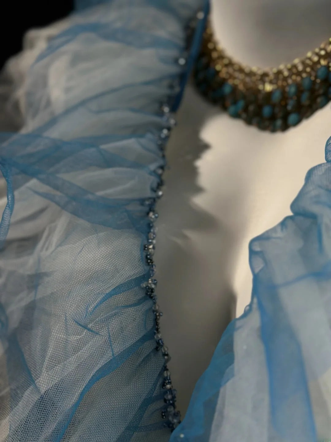 Modest Prom Dresses Ball Gown V Neck Light Blue Tulle 1950s Retro Classy Party Formal Outfits RB6217