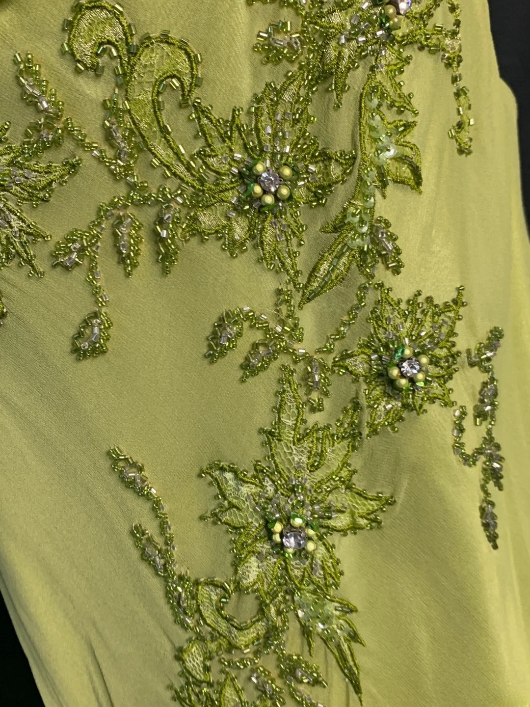 Vintage Meerjungfrauen-Kleid aus salbeigrünem Chiffon im Stil der 1950er Jahre mit herzförmigem Ausschnitt, Perlen und Spitzenoberteil, langes Ballkleid, Inspiration für Geburtstagsoutfits, Partykleid AS400