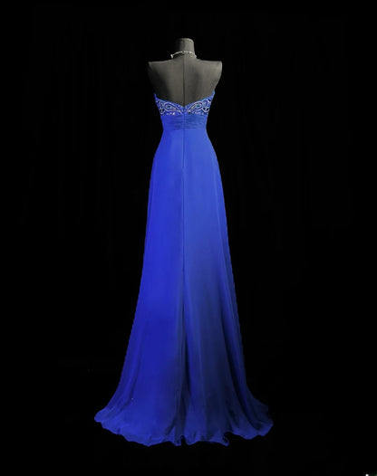 Classy Prom Dresses A Line Sweetheart Royal Blue Chiffon 1950s Retro Classy Party Formal Outfits RB6218