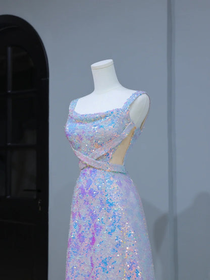 Cute Prom Dresses Aesthetic A Line Square Neck Sequin Long Inspiration Style Impress Corset Fitted Long Party Formal Gown AS400