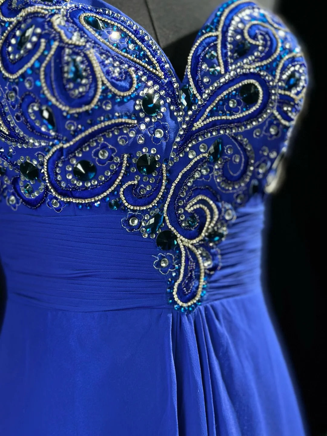Classy Prom Dresses A Line Sweetheart Royal Blue Chiffon 1950s Retro Classy Party Formal Outfits RB6218