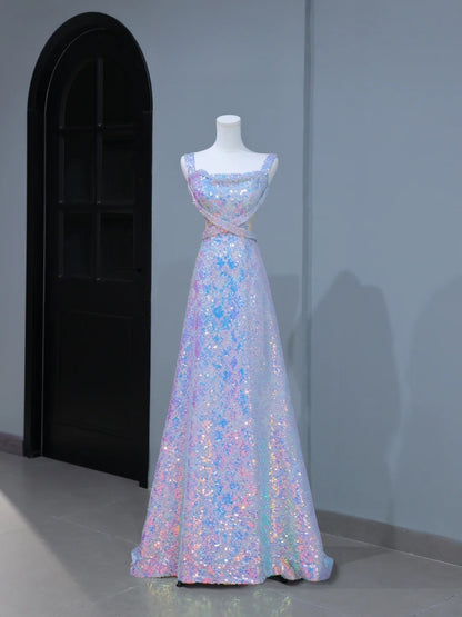 Cute Prom Dresses Aesthetic A Line Square Neck Sequin Long Inspiration Style Impress Corset Fitted Long Party Formal Gown AS400
