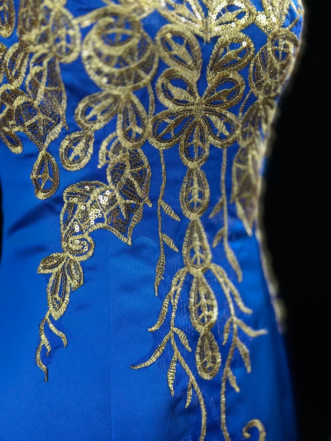 Vintage 2000s Prom Dresses Mermaid Sweetheart Royal Blue With Gold Lace Long Party Formal Outfits RB6219