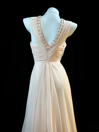 Classy Prom Dresses Mermaid V Neck Light Pink Chiffon 1950s Retro Classy Party Formal Outfits RB6223