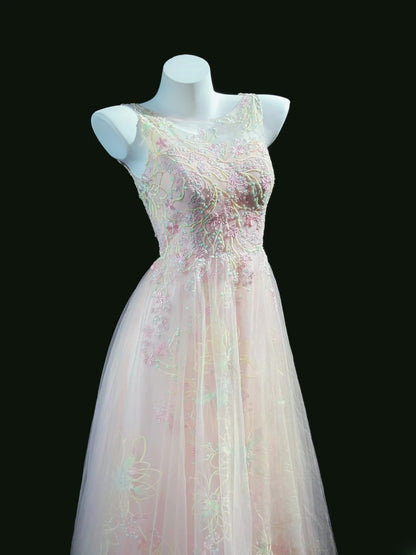 Classy Prom Dresses A Line Scoop Light Pink Tulle 1950s Retro Classy Party Formal Outfits RB6224