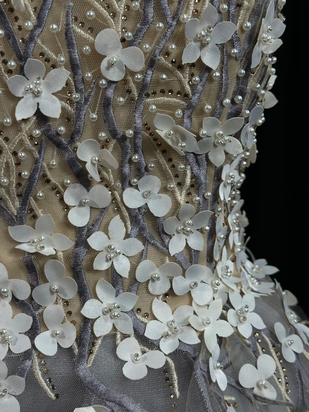 Vintage Prom Dresses Ball Gown Scoop Dusty Gray With Flowers 1950s Retro Classy Party Formal Outfits RB6226