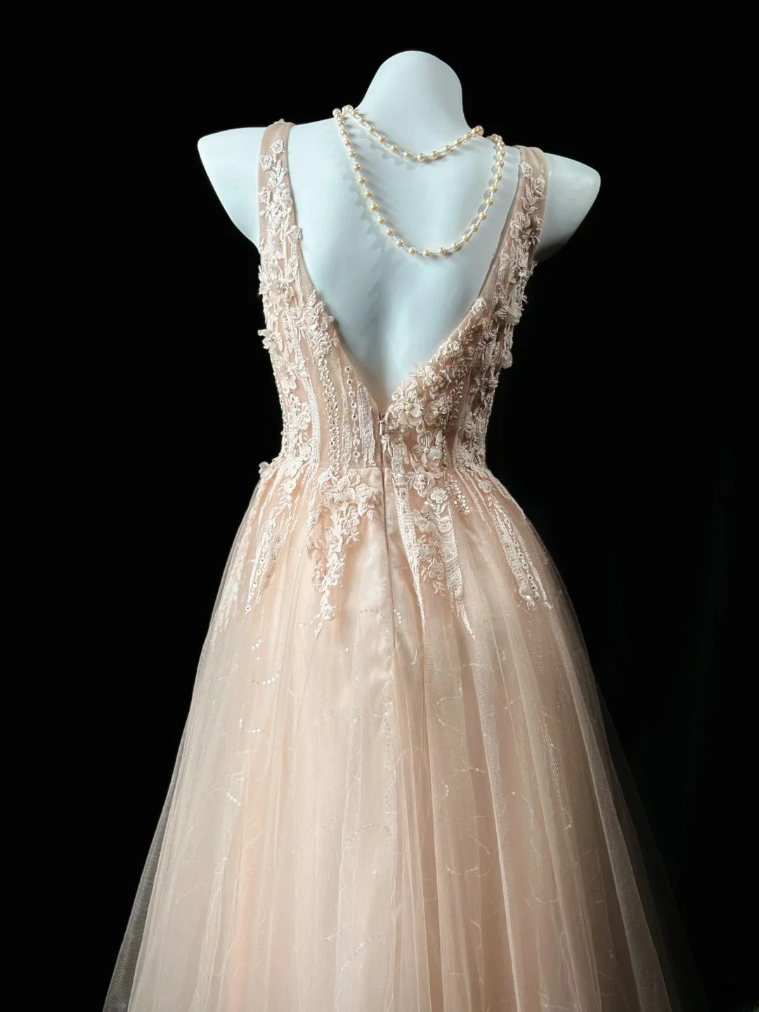 Classy Prom Dresses A line V Neck Light Blush Pink Tulle 1950s Retro Classy Party Formal Outfits RB6227