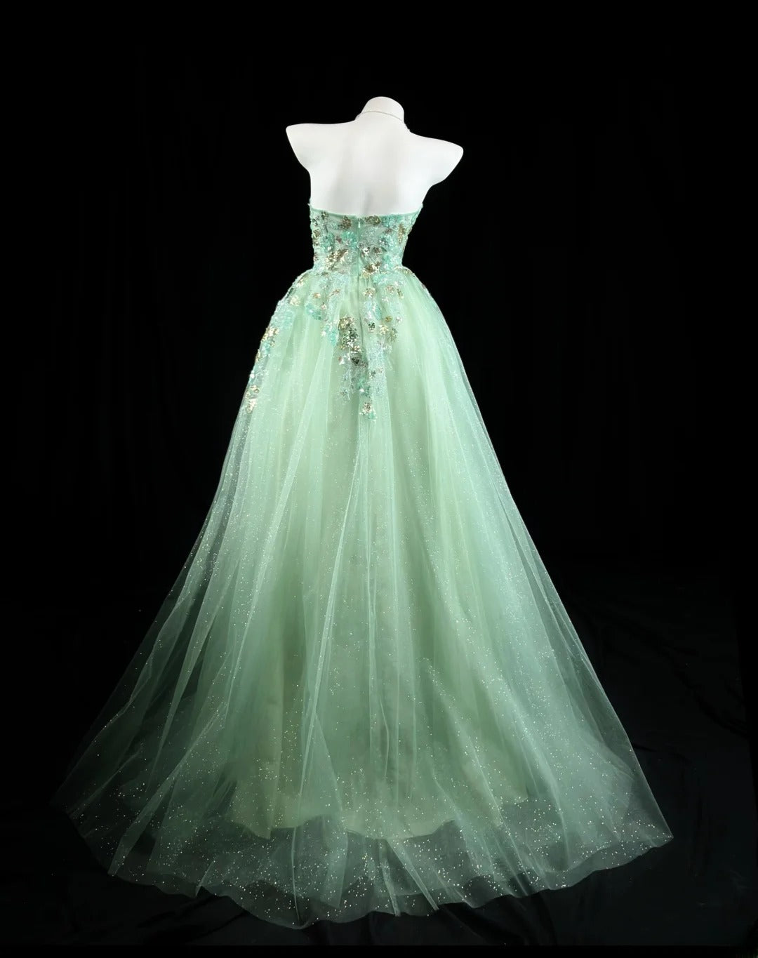 Charming Prom Dresses Ball Gown Sweetheart Mint Green Tulle With Lace Night Evening Formal Outfits RB6236