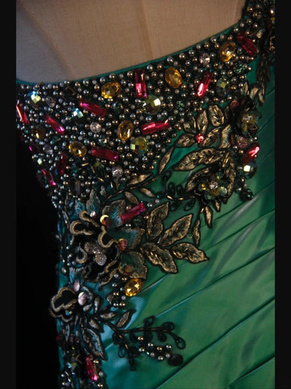 Retro-Meerjungfrauenkleid im Stil der 1950er Jahre, schulterfrei, dunkelgrüner Satin mit Perlen, langes Ballkleid, Inspiration für den 22. Geburtstag, formelles Kleid AS421