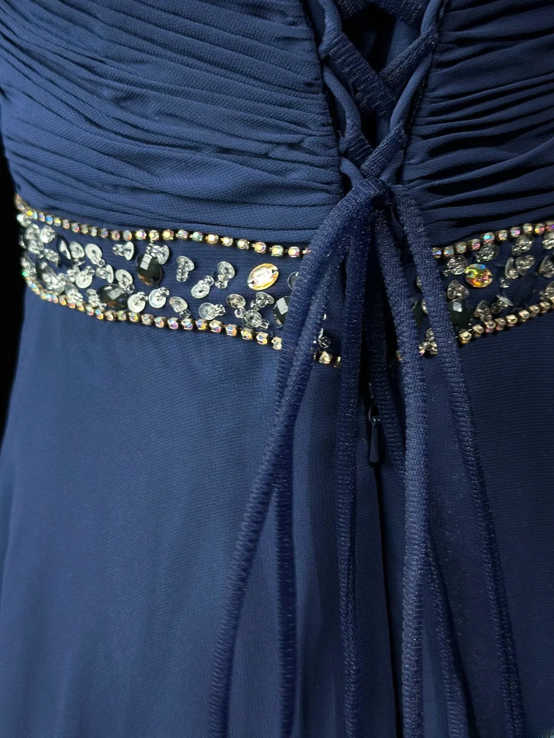 Vintage Prom Dresses A line Spaghetti Strap Navy Blue Chiffon 1950s Retro Classy Party Formal Outfits RB6237