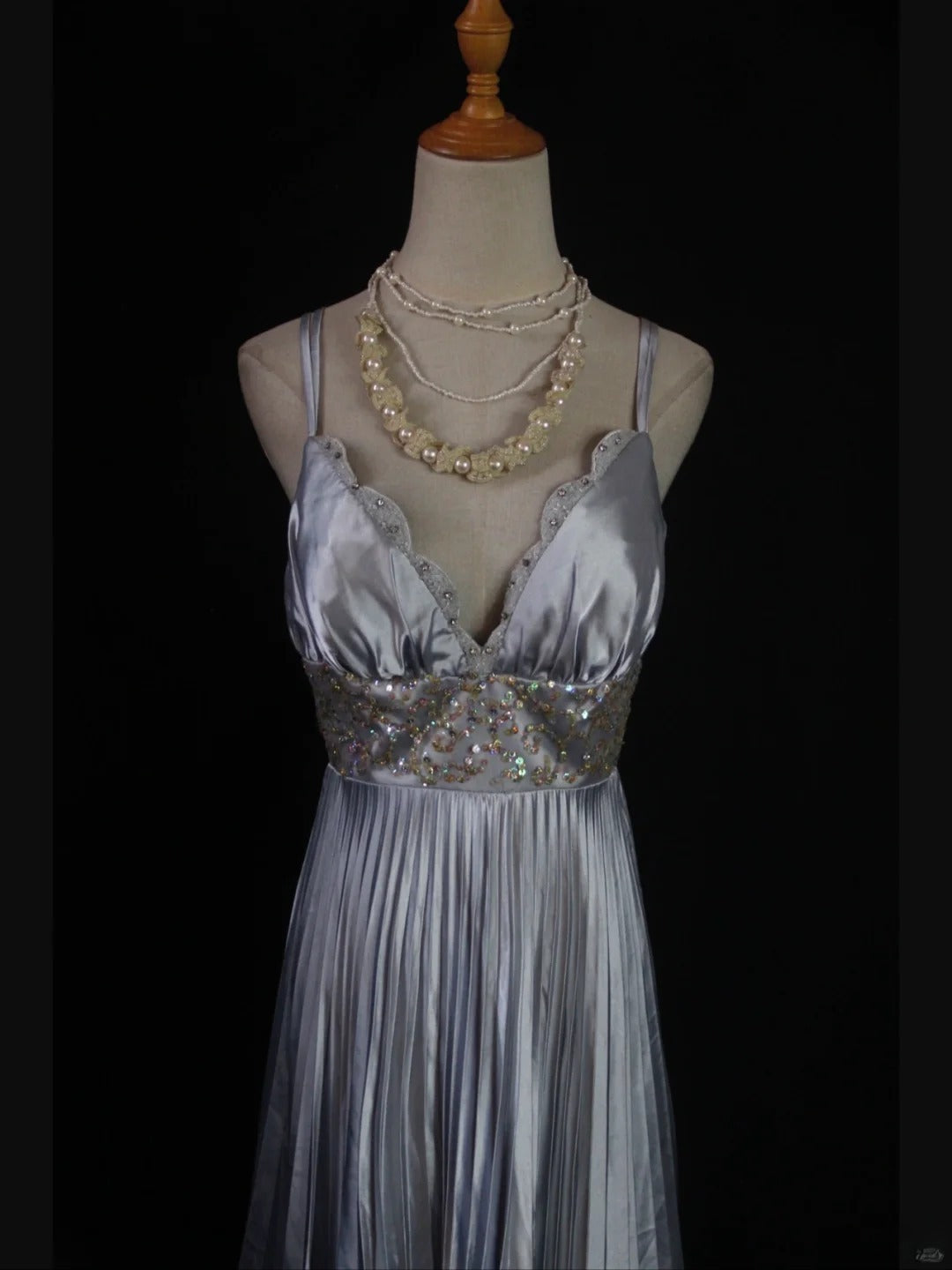 Vintage A Line Spaghetti Straps Silver Gray 1950s With Beaded Bodice Tea Length Prom Max Dresses Inspo Birthday Outfit Formal Dress For Women AS423