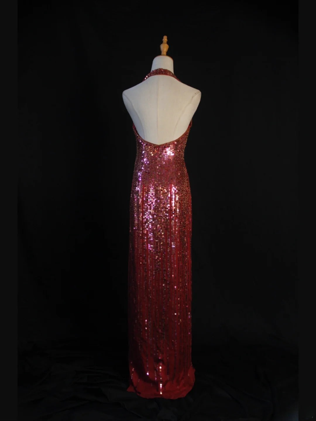 Vintage A Line Halter Burgundy Sequins 1950s With Slit Beaded Bodice Long Prom Dresses Inspo Birthday Outfit Formal Dress For Woman AS426