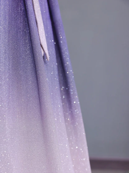Chic A line Off The Shoulder Lilac Pink Ombre Sequin Long Prom Formal Fancy Evening Dresses Dinner Outfits Classy Party Gowns AS428
