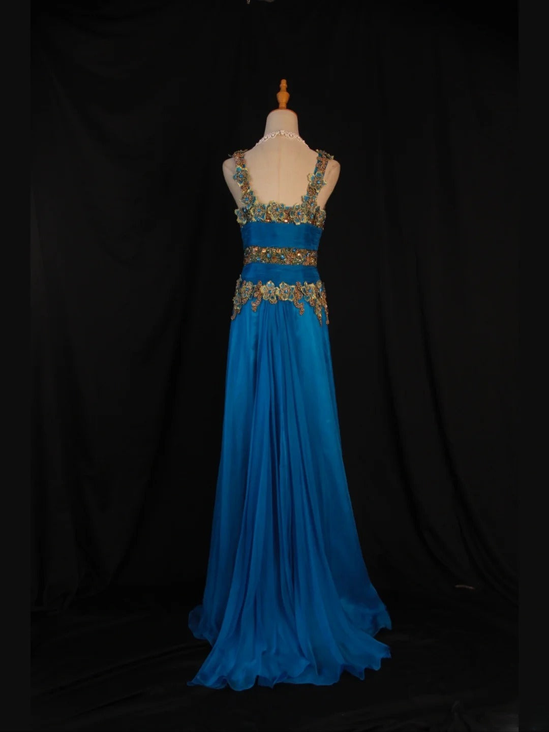 Vintage A Line V Neck 80s With Gold Beaded Appliqued Bodice Long Prom Max Dresses Inspo 18th Birthday Outfit Formal Dress For Women AS434
