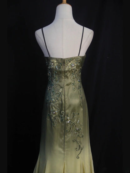 Vintage Mermaid Spaghetti Straps Olive Green Ombre Chiffon 80s With Beaded Bodice Long Prom Dresses Inspo Birthday Outfit Formal Dress For Women AS436