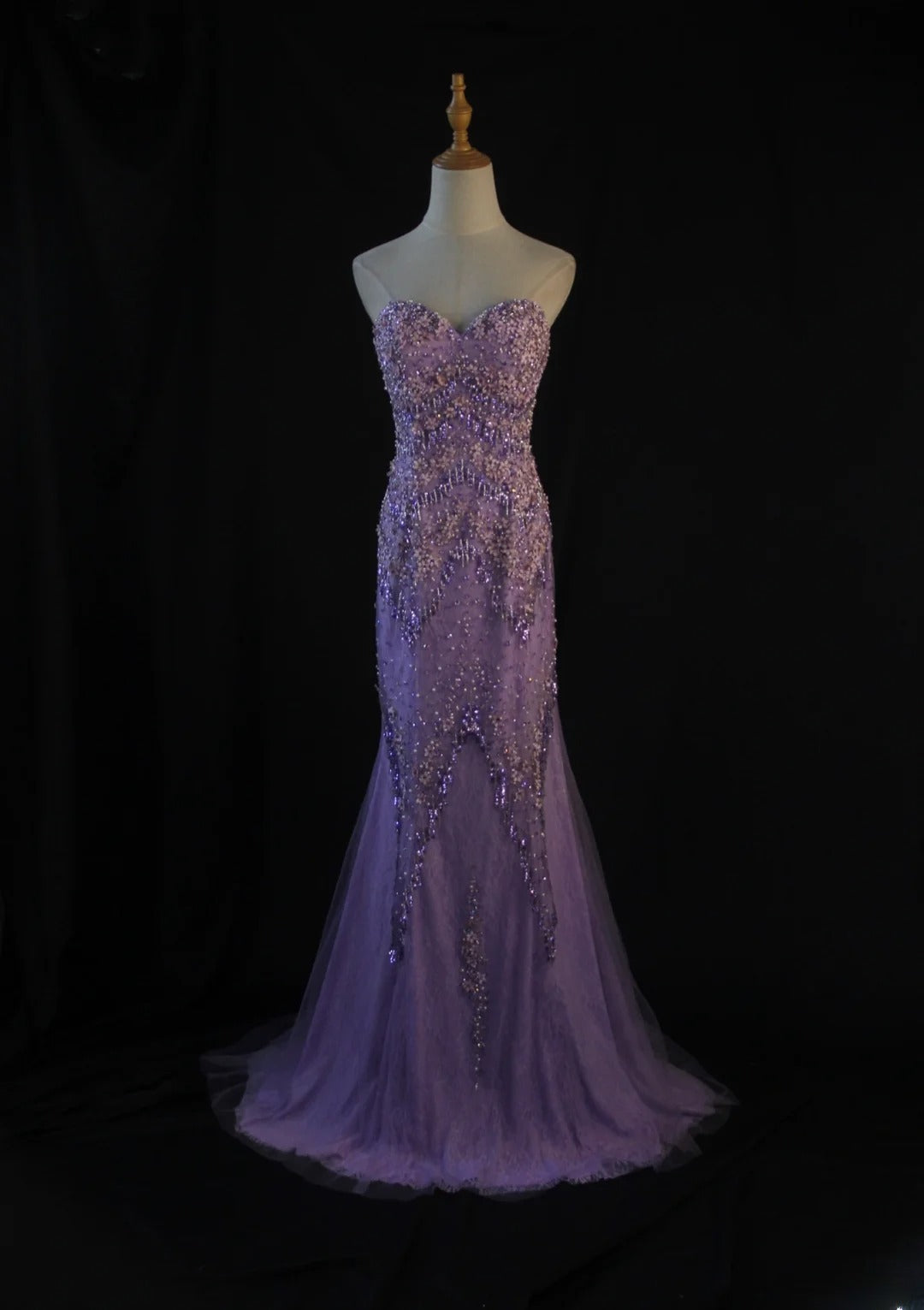 Vintage Meerjungfrauen-Abendkleid aus lila Tüll im Stil der 1950er Jahre mit Perlenbesatz, herzförmigem Ausschnitt, Inspiration für den 18. Geburtstag, formelles Abendkleid AS439