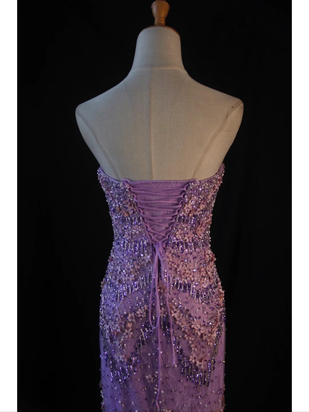 Vintage Meerjungfrauen-Abendkleid aus lila Tüll im Stil der 1950er Jahre mit Perlenbesatz, herzförmigem Ausschnitt, Inspiration für den 18. Geburtstag, formelles Abendkleid AS439
