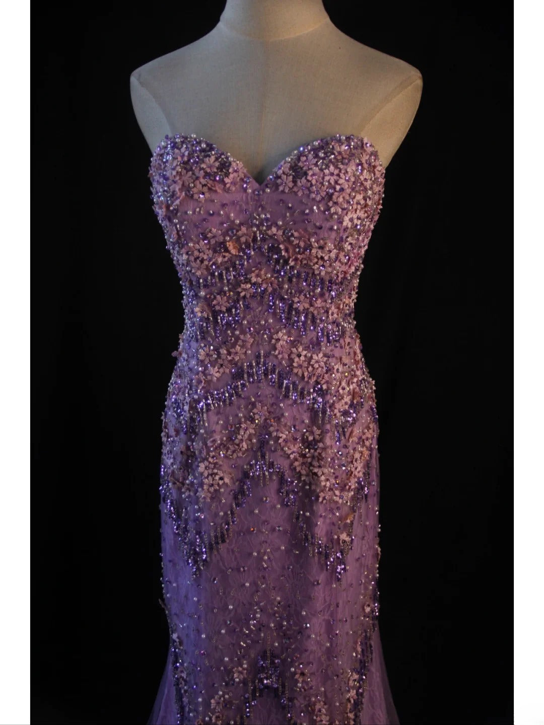 Vintage Meerjungfrauen-Abendkleid aus lila Tüll im Stil der 1950er Jahre mit Perlenbesatz, herzförmigem Ausschnitt, Inspiration für den 18. Geburtstag, formelles Abendkleid AS439