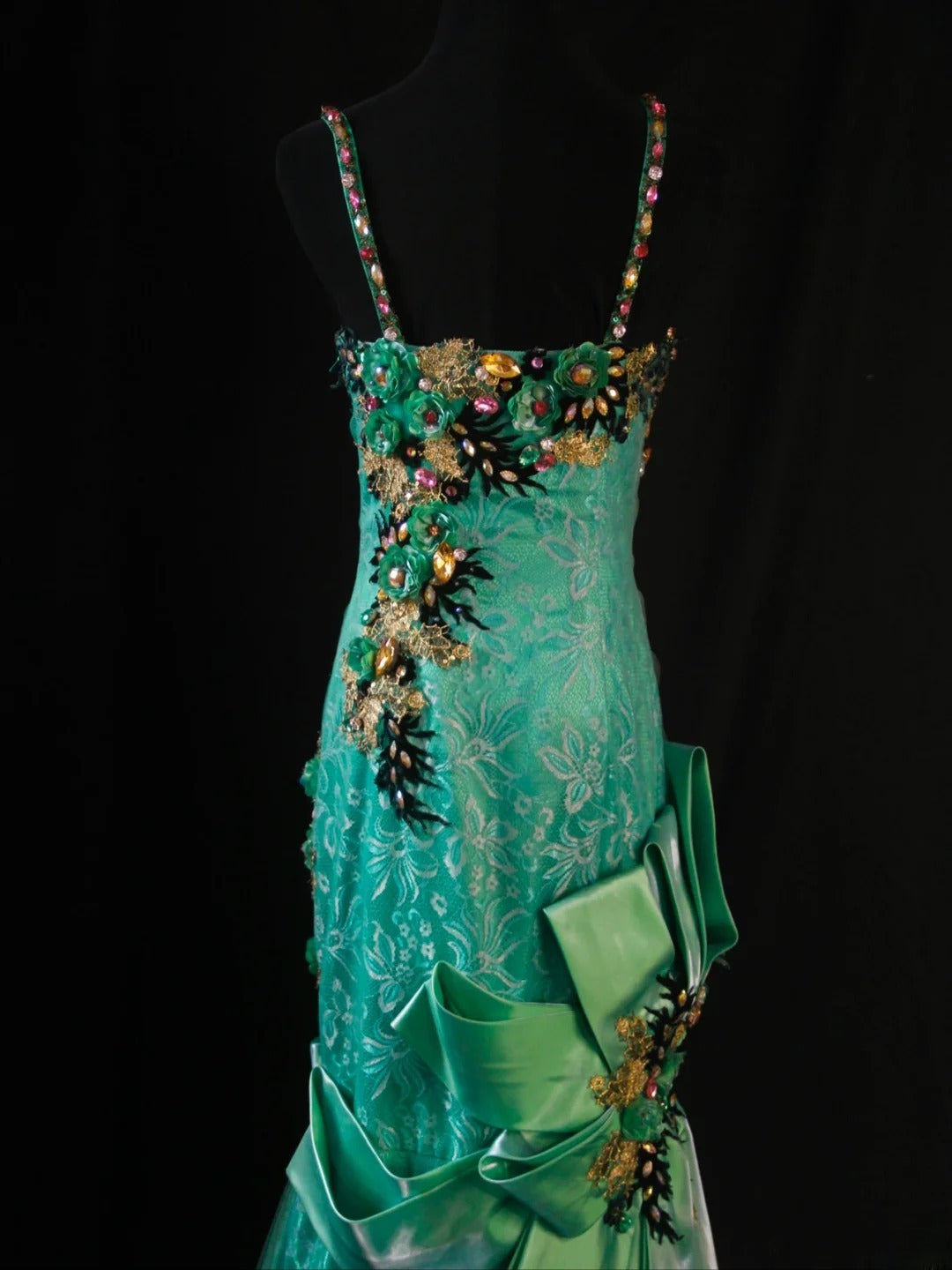 Vintage Mermaid Spaghetti Straps Green Lace 80s With Beaded Appliqued Long Prom Max Dresses Inspo 18th Birthday Outfit Formal Dress For Women AS444