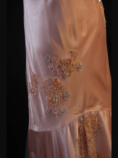 Vintage Mermaid Spaghetti Straps Blush Pink Lace 80s With Beads Appliques Long Prom Max Dresses Inspo 18th Birthday Outfit Formal Dress For Women AS448