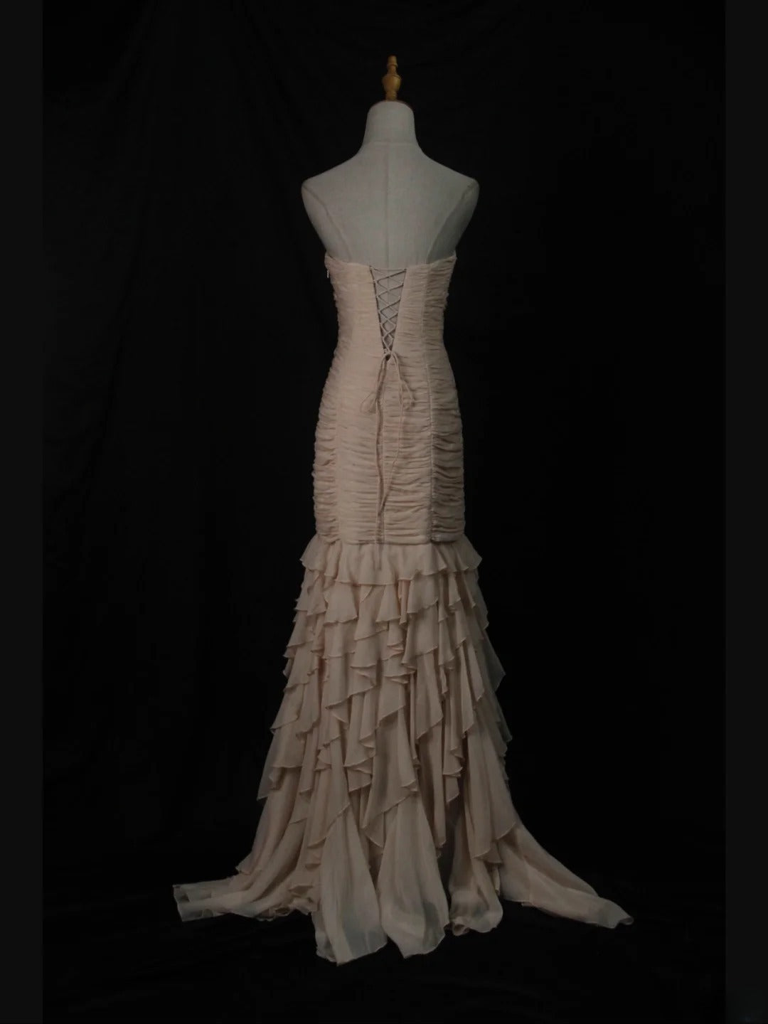 Vintage Mermaid Sweetheart Champagne Chiffon 1950s With Ruffled Layered Bodice Long Prom Dresses Inspo 18th Birthday Outfit Formal Gown AS453