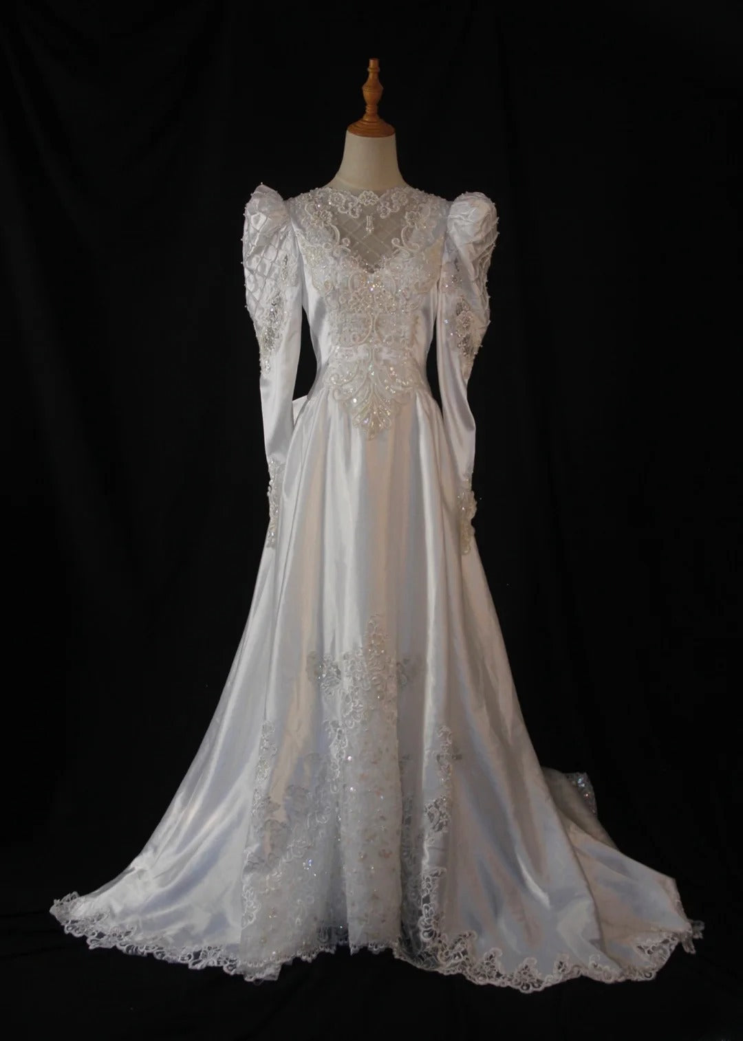 Retro 1950s Wedding Dresses for Bride A Line Scoop With Long Beads Sleeves Lace Petite/Plus Size Bridal Gowns for Summer Wedding AS454