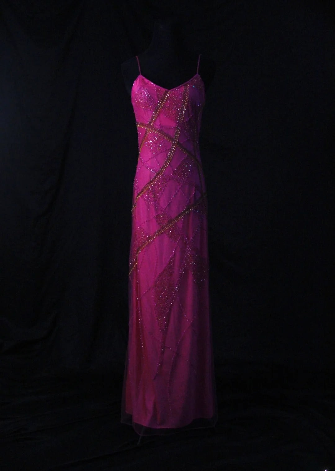 Vintage A line Spaghetti Straps Fuchsia 70s With Beads Long Prom Max Dresses Inspo 18th Birthday Outfit Formal Dress For Women AS455